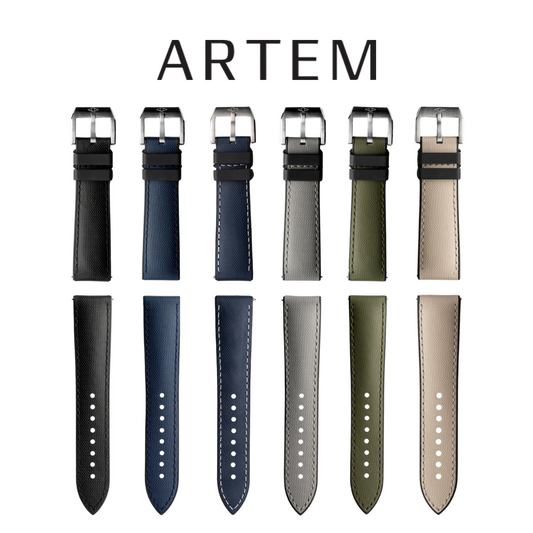 Artem HydroFlex™ Black Hybrid FKM Watch Strap