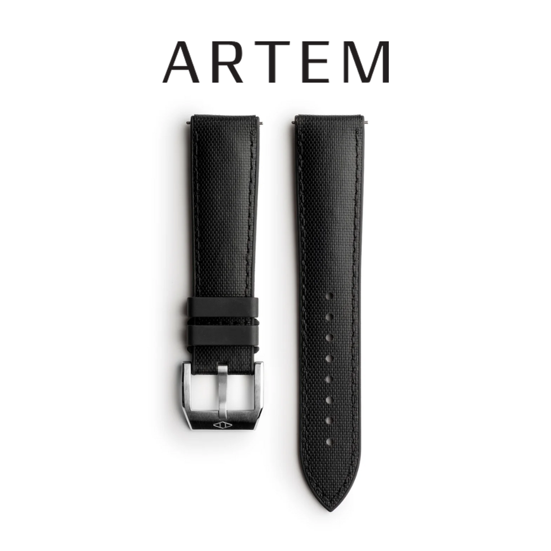 Artem HydroFlex™ Black Hybrid FKM Watch Strap