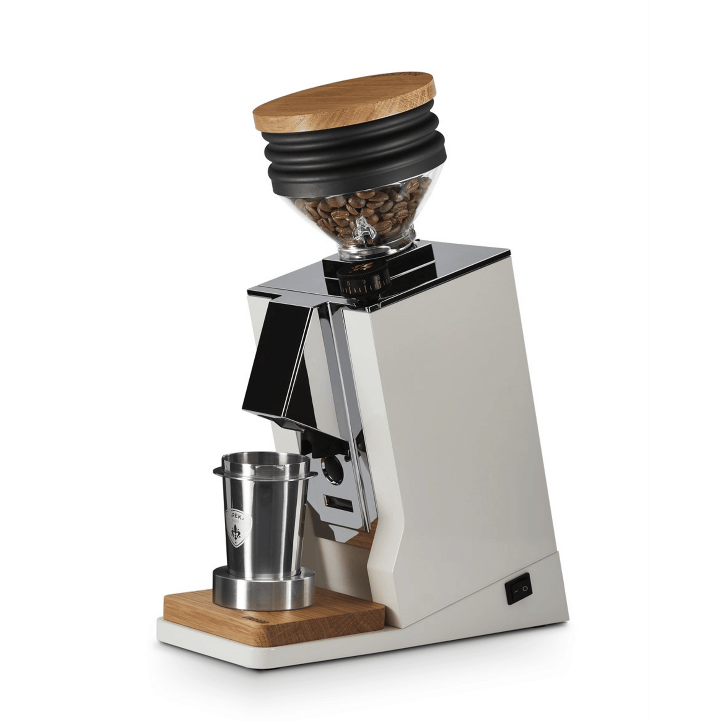 Eureka Oro Single Dose Coffee Grinder - ELR (extremely Low Retension) System, Dosing Cup, 65mm burr,  Oak Base