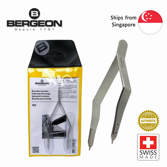 Bergeon 7825 Sping Bar Tweezer, Removal Tool, Lug Removal Fitting Tool, Swiss Made, 1.0mm Fine Forked Tips, Stainless Steel