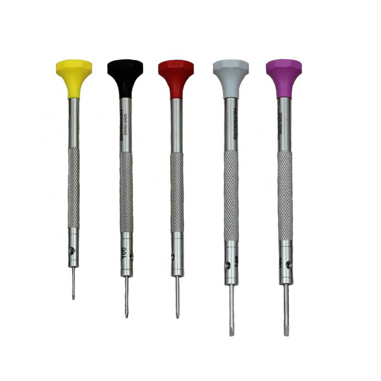 Bergeon 30081/P05 Screwdriver Set, 5 Pieces with Pouch, Stainless Steel Screwdriver for Watch Making
