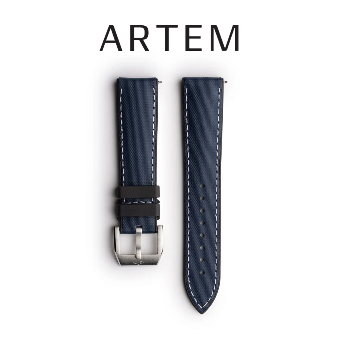 Artem HydroFlex™ Black Hybrid FKM Watch Strap