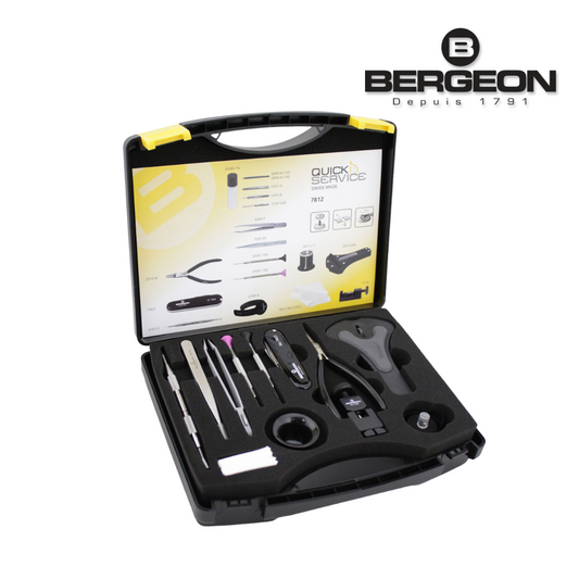 Bergeon 7812 Watchmakers Quick Service Kit, 12 Pieces Set with Carrying Case