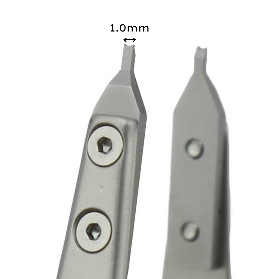 Bergeon 7825 Sping Bar Tweezer, Removal Tool, Lug Removal Fitting Tool, Swiss Made, 1.0mm Fine Forked Tips, Stainless Steel