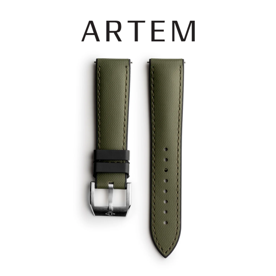 Artem HydroFlex™ Black Hybrid FKM Watch Strap