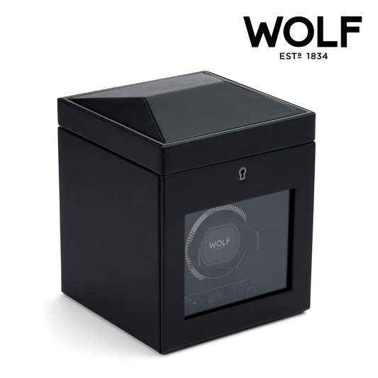 Exquisite British Racing Single Watch Winder by WOLF 1834 - Elegant Automatic Timepiece Maintenance with Storage
