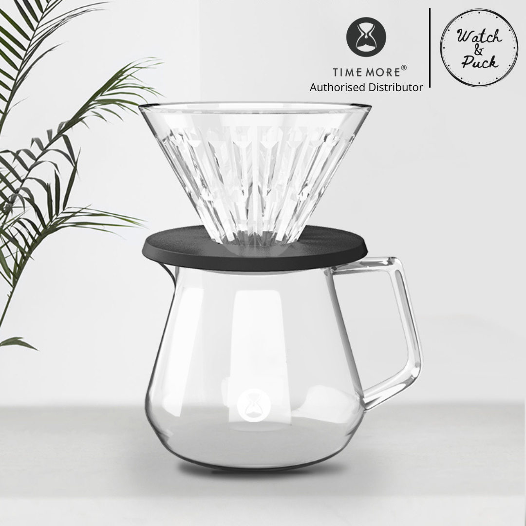 Timemore V60 Coffee Set, V60 Crystal Eye Dripper PCTG, Glass Carafe Server, Black and White, 01 and 02 Size