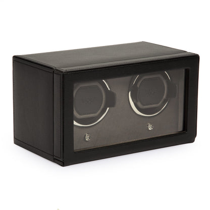 Premium Double Cub Watch Winder with Protective Cover by WOLF 1834 - Elegant Automatic Timepiece Maintenance Solution