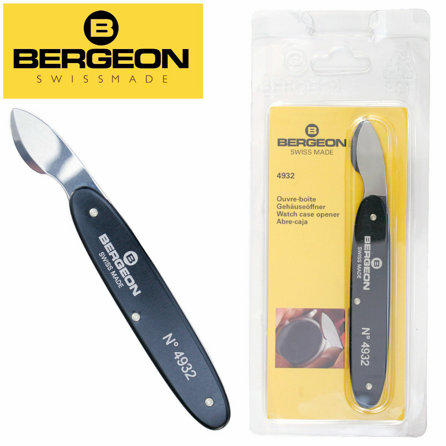 Bergeon 4932 Watch Back Case Opener, Victorinox Stainless Steel Beveled Blade