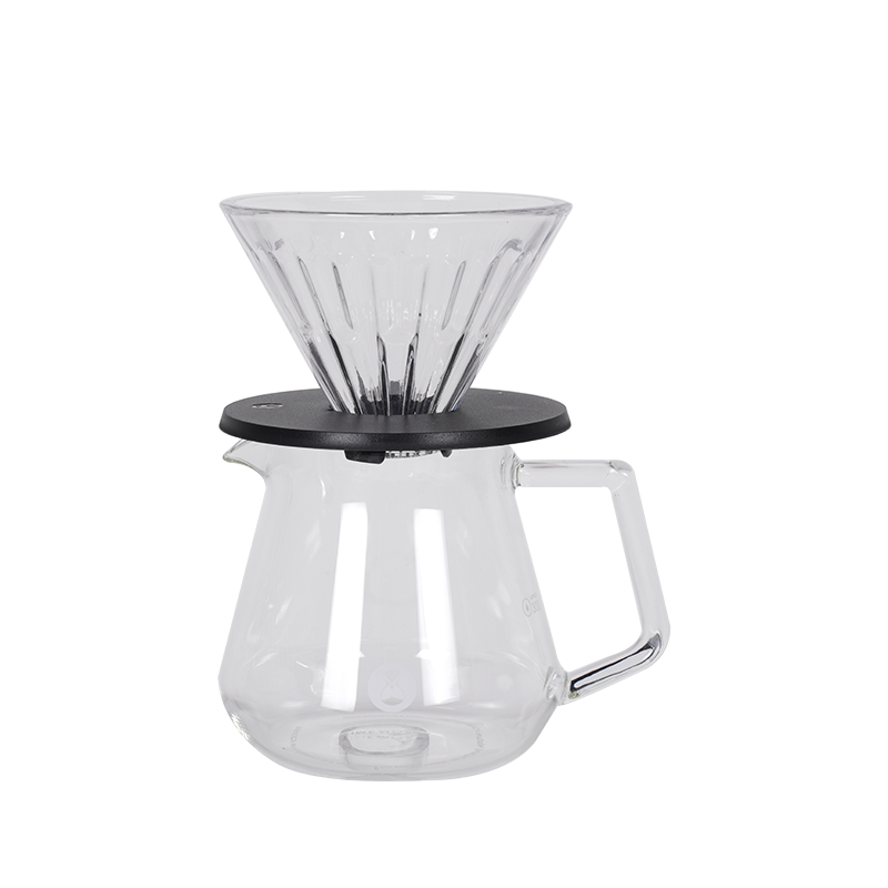 Timemore V60 Coffee Set, V60 Crystal Eye Dripper PCTG, Glass Carafe Server, Black and White, 01 and 02 Size