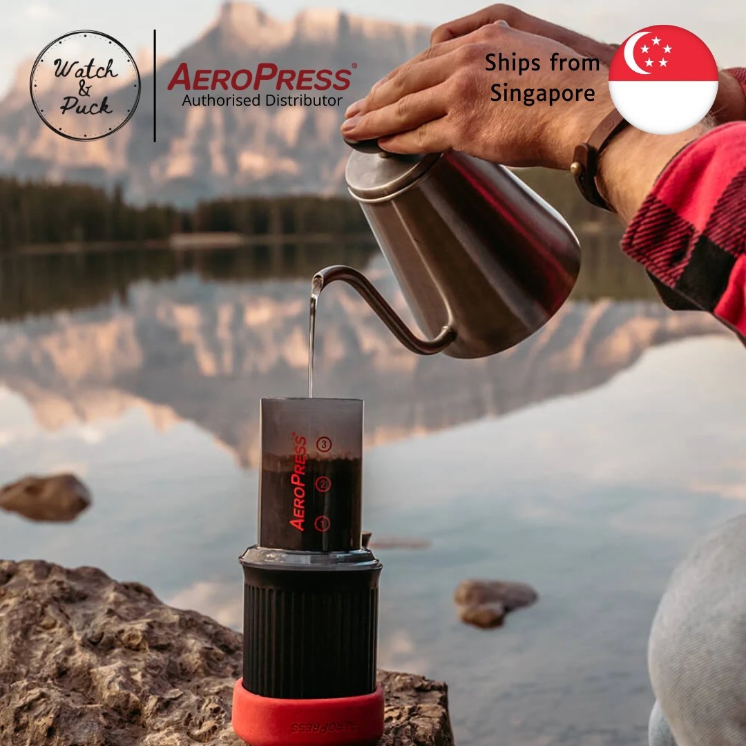AeroPress® Go Coffee Maker, Portable Travel Coffee Press, 1-3 Cups - Makes Delicious Coffee, Espresso and Cold Brew in 1 Minute - Watch&Puck