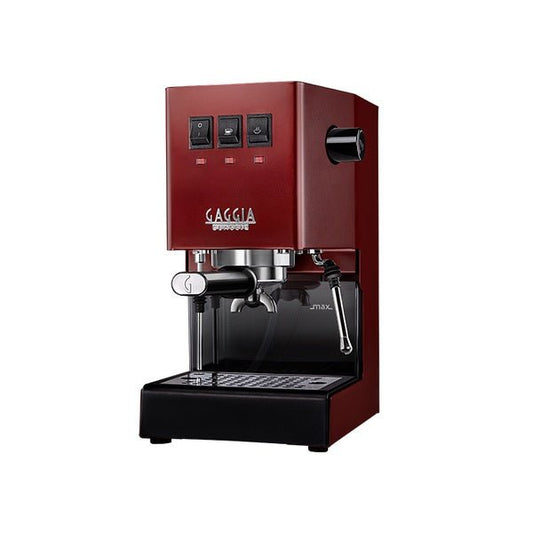 Gaggia Classic Pro Coffee Machine (Cherry Red) Semi-Automatic Espresso Machine, 58mm portafilter, profesional steam - Watch&Puck