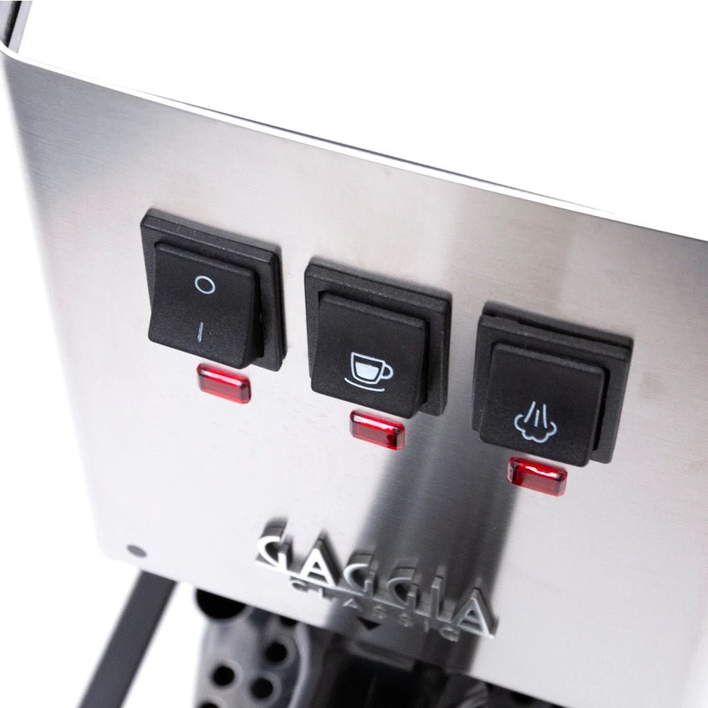 Gaggia Classic Pro Coffee Machine (Stainless Steel) Semi-Automatic Espresso Machine, 58mm portafilter, profesional steam - Watch&Puck