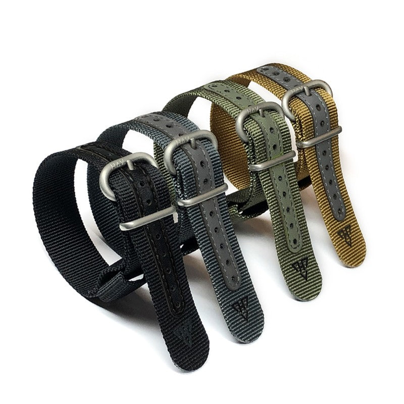 Haveston General Service Nylon Watch Strap, 20mm 22mm, ballistic nylon, bead blasted Zulu steel buckle, signature keeper
