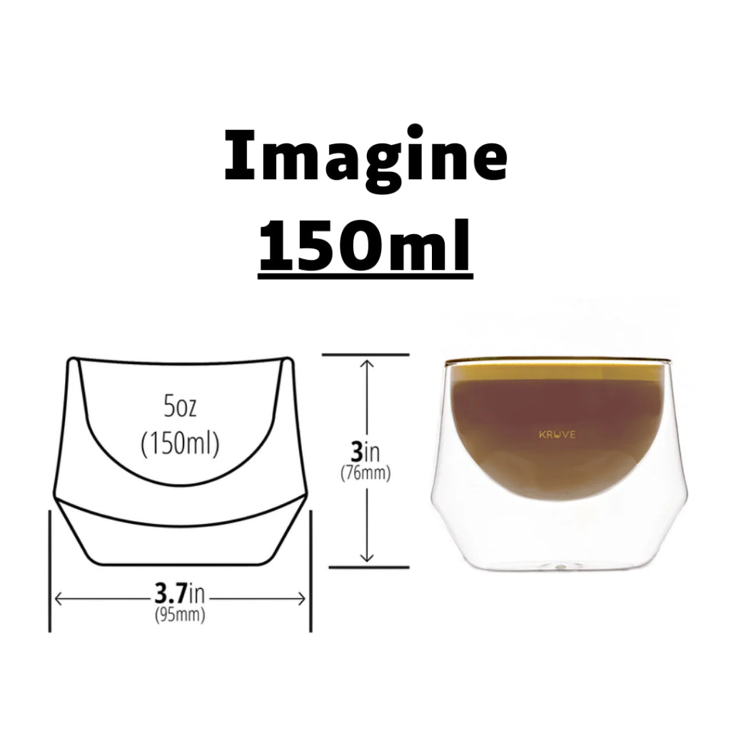 Kruve IMAGINE Milk Glass for Coffee Latte Art, Cappuccino, Insulated Double Wall, Hand-blown borosilicate glass