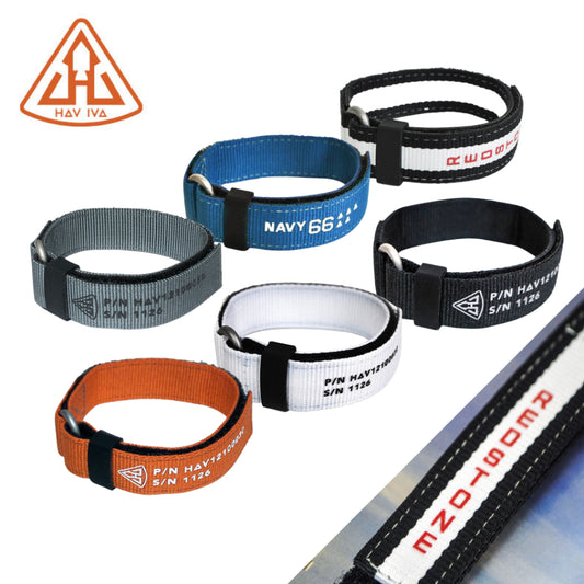 Haveston HAV-IVA Series Nylon Watch Strap, 20mm, 22mm, Dense weave nylon/ hook & loop, Stainless Steel Bead Blasted Hoop