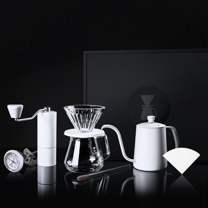 Timemore Pour Over gift set with C3 Grinder, Crystal dripper, filter, thermometer in box - Watch&Puck
